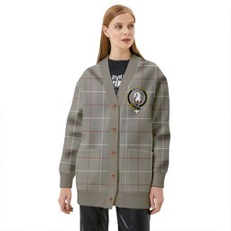 Scottish Dunbar of Pitgaveny Clan Crest Tartan V neck Knitted Fleece Cardigans