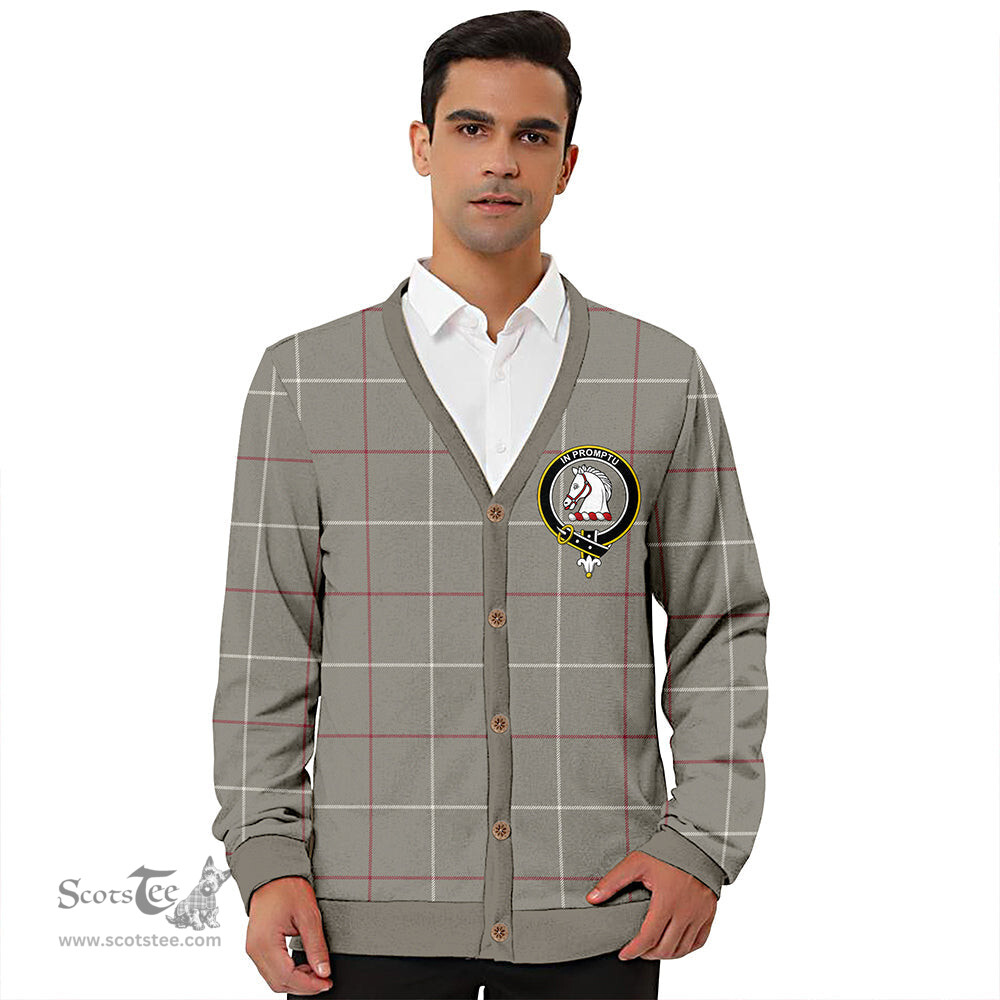 Scottish Dunbar of Pitgaveny Clan Crest Tartan V neck Knitted Fleece Cardigans