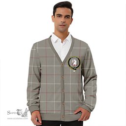 Scottish Dunbar of Pitgaveny Clan Crest Tartan V neck Knitted Fleece Cardigans