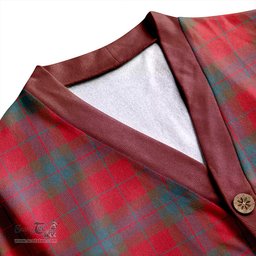 Scottish Fraser of Boblainy Hugh Weathered Clan Crest Tartan V neck Knitted Fleece Cardigans