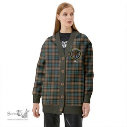 Scottish Forbes Weathered Clan Crest Tartan V neck Knitted Fleece Cardigans