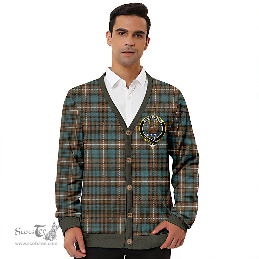 Scottish Forbes Weathered Clan Crest Tartan V neck Knitted Fleece Cardigans