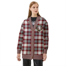 Scottish Dunbar Plaid Weathered Clan Crest Tartan V neck Knitted Fleece Cardigans