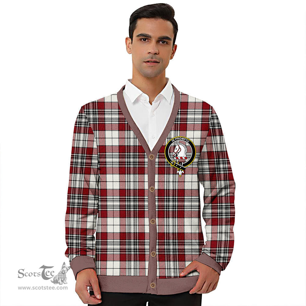 Scottish Dunbar Plaid Weathered Clan Crest Tartan V neck Knitted Fleece Cardigans