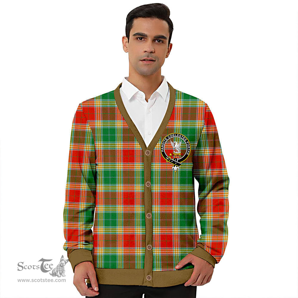 Scottish Gibson (Gibbs) Ancient Clan Crest Tartan V neck Knitted Fleece Cardigans
