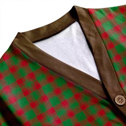 Scottish Donachie Modern Clan Crest Tartan V neck Knitted Fleece Cardigans