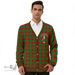 Scottish Donachie Modern Clan Crest Tartan V neck Knitted Fleece Cardigans