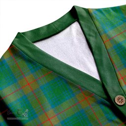 Scottish Cranston Ancient Clan Crest Tartan V neck Knitted Fleece Cardigans