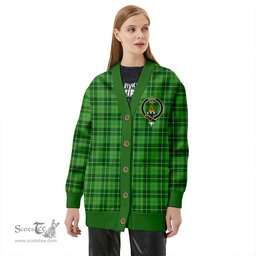 Scottish Galloway District Clan Crest Tartan V neck Knitted Fleece Cardigans