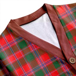 Scottish Dalzell Clan Crest Tartan V neck Knitted Fleece Cardigans