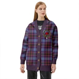 Scottish Dempster Weathered Clan Crest Tartan V neck Knitted Fleece Cardigans