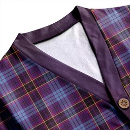 Scottish Dempster Weathered Clan Crest Tartan V neck Knitted Fleece Cardigans