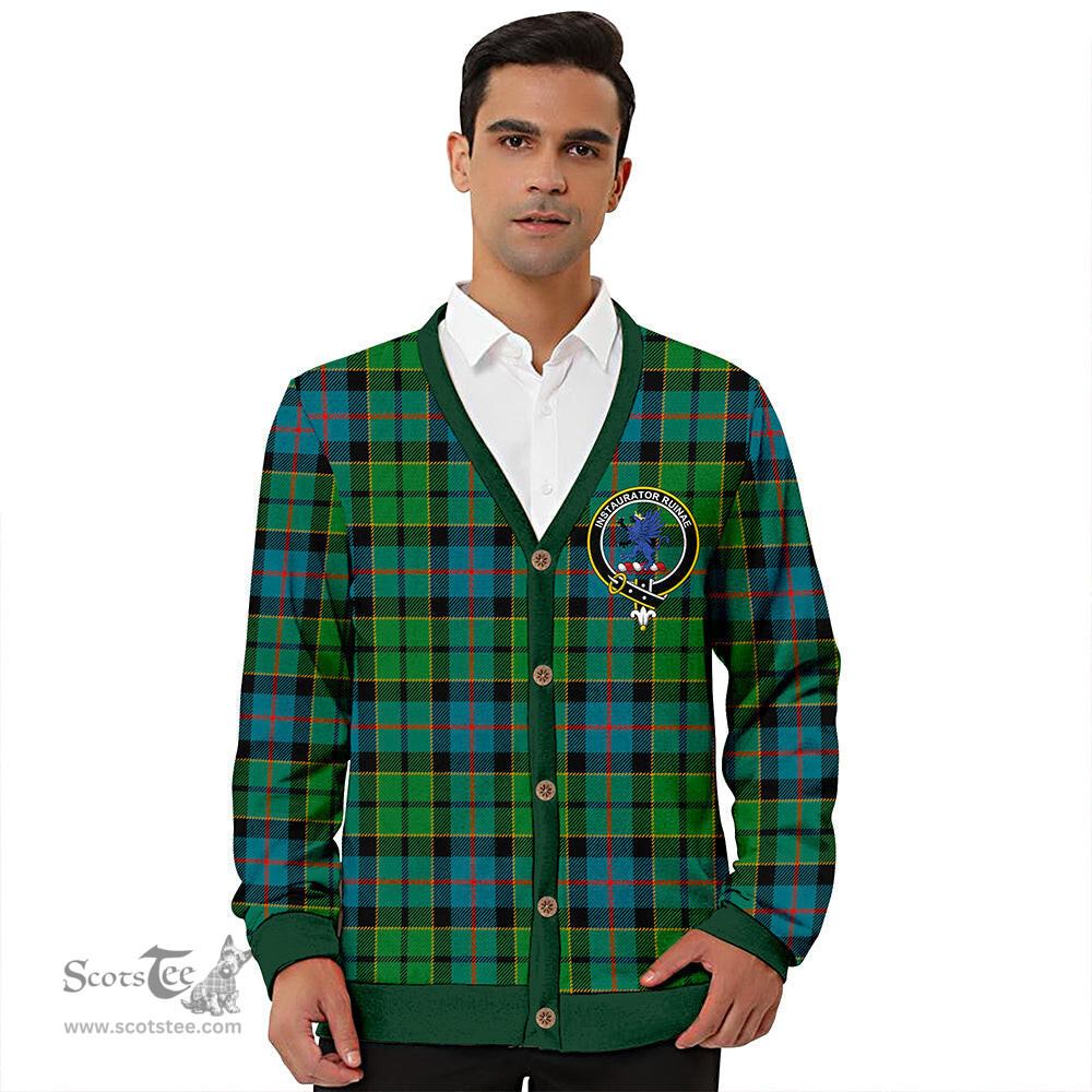 Scottish Forsyth Ancient Clan Crest Tartan V neck Knitted Fleece Cardigans