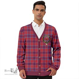 Scottish Fraser of Reelig Weathered Clan Crest Tartan V neck Knitted Fleece Cardigans