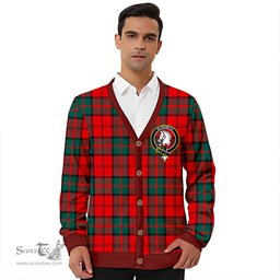 Scottish Dunbar Modern Clan Crest Tartan V neck Knitted Fleece Cardigans