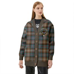 Scottish Davidson of Tulloch Weathered Clan Crest Tartan V neck Knitted Fleece Cardigans