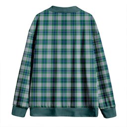 Scottish Fraser Arisaid Green Clan Crest Tartan V neck Knitted Fleece Cardigans