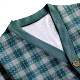 Scottish Fraser Arisaid Green Clan Crest Tartan V neck Knitted Fleece Cardigans