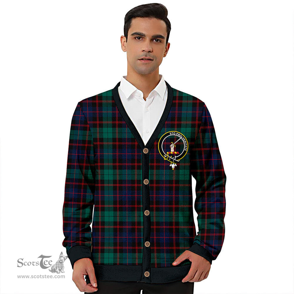 Scottish Guthrie Modern Clan Crest Tartan V neck Knitted Fleece Cardigans