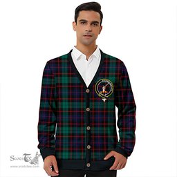 Scottish Guthrie Modern Clan Crest Tartan V neck Knitted Fleece Cardigans