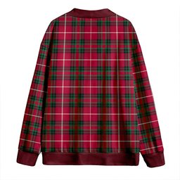 Scottish Hunter of Bute (Michael Maroon) Modern Clan Crest Tartan V neck Knitted Fleece Cardigans