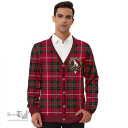 Scottish Hunter of Bute (Michael Maroon) Modern Clan Crest Tartan V neck Knitted Fleece Cardigans