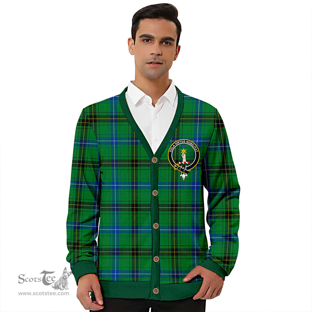 Scottish Henderson (MacKendrick) Modern Clan Crest Tartan V neck Knitted Fleece Cardigans