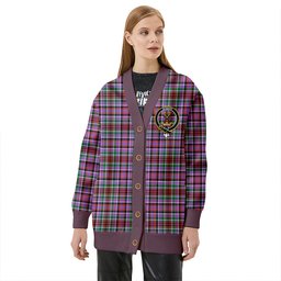 Scottish Huntly Ancient Clan Crest Tartan V neck Knitted Fleece Cardigans