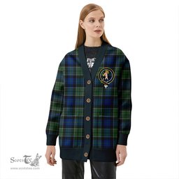 Scottish Lennie Modern Clan Crest Tartan V neck Knitted Fleece Cardigans