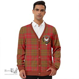 Scottish Leask Weathered Clan Crest Tartan V neck Knitted Fleece Cardigans