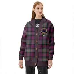Scottish MacDonell of Glengarry Weathered Clan Crest Tartan V neck Knitted Fleece Cardigans