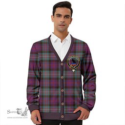 Scottish MacDonell of Glengarry Weathered Clan Crest Tartan V neck Knitted Fleece Cardigans
