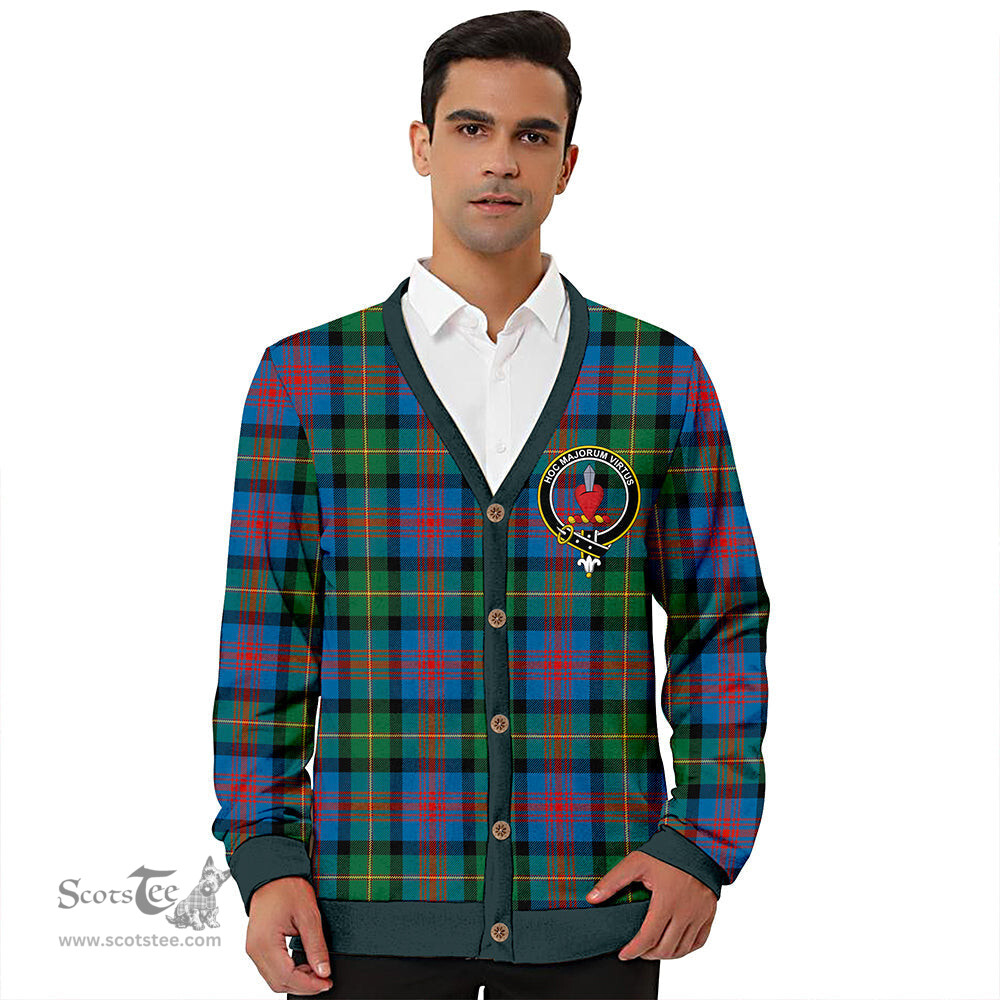 Scottish Logan Ancient Clan Crest Tartan V neck Knitted Fleece Cardigans