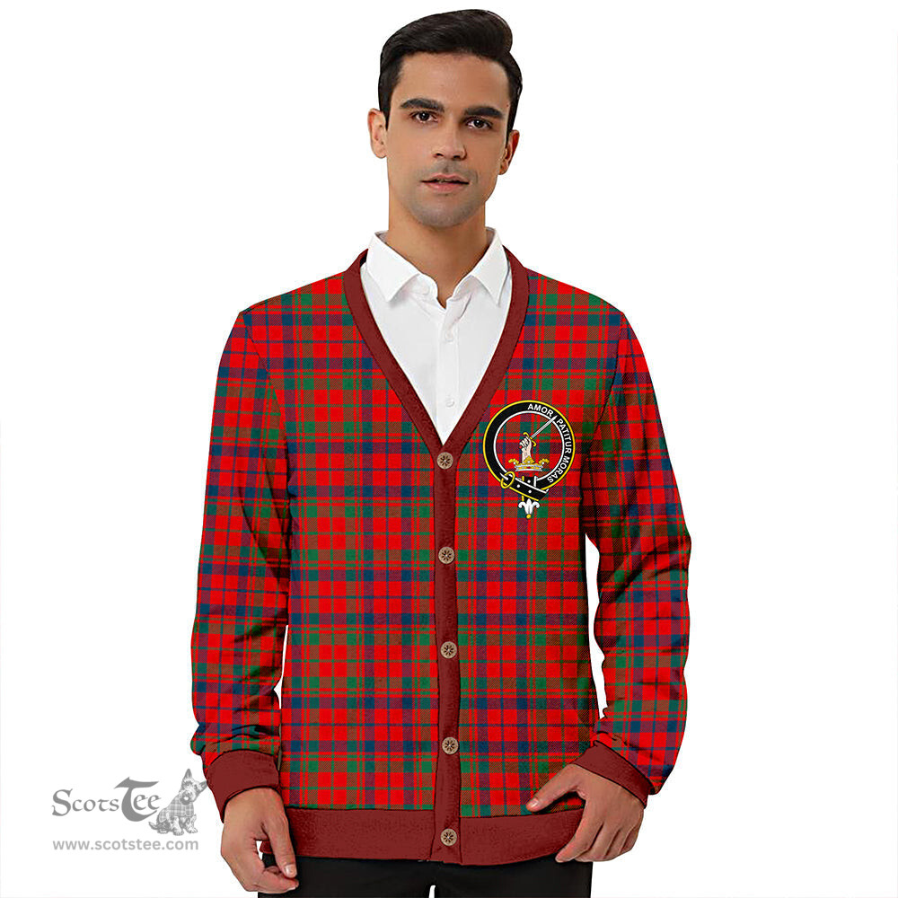 Scottish Lumsden of Kintore Modern Clan Crest Tartan V neck Knitted Fleece Cardigans
