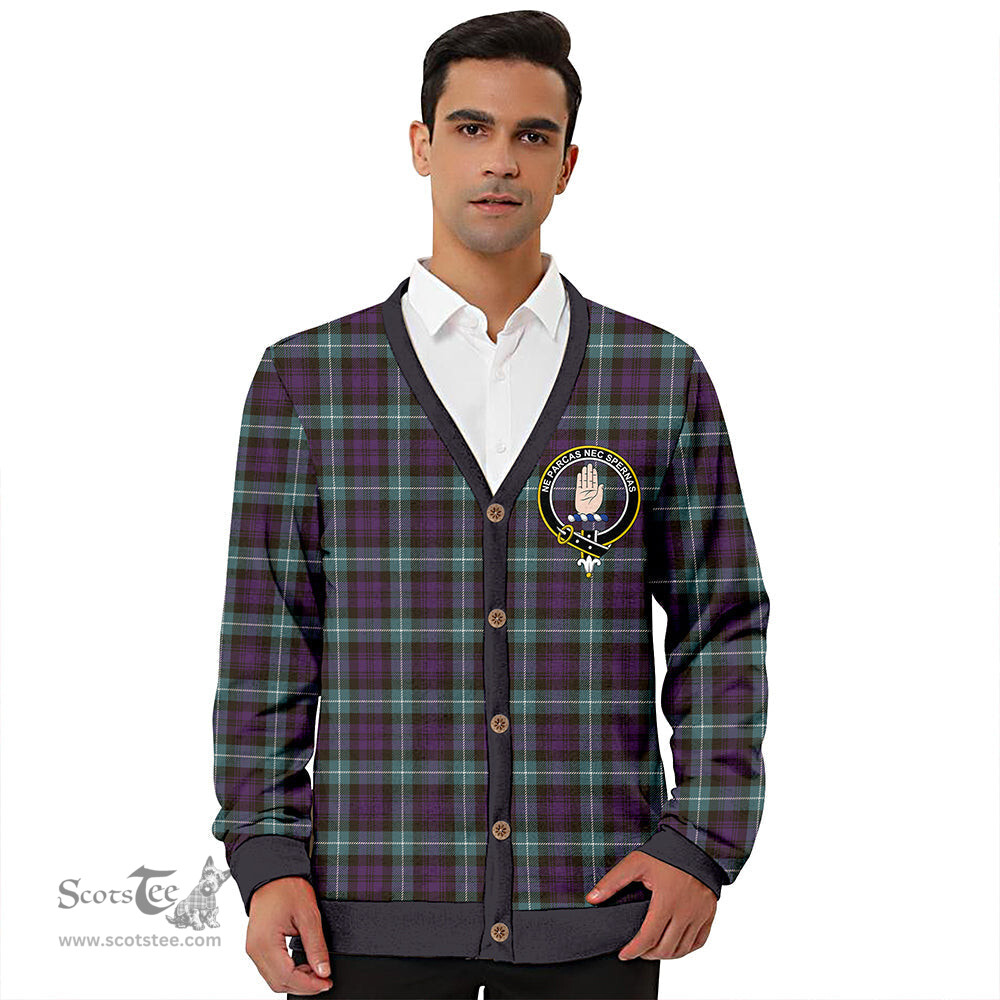 Scottish Lamont (MacLamont) Weathered Clan Crest Tartan V neck Knitted Fleece Cardigans