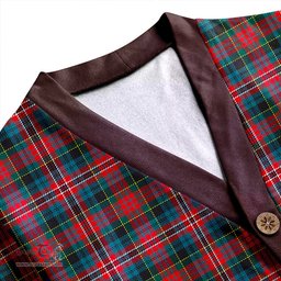Scottish Kidd Modern Clan Crest Tartan V neck Knitted Fleece Cardigans
