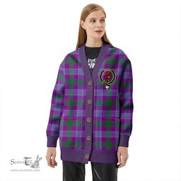 Scottish Lang (Laing) Ancient Clan Crest Tartan V neck Knitted Fleece Cardigans