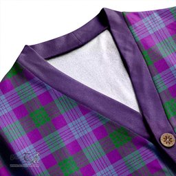 Scottish Lang (Laing) Ancient Clan Crest Tartan V neck Knitted Fleece Cardigans