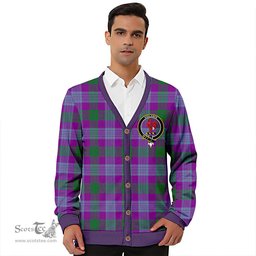 Scottish Lang (Laing) Ancient Clan Crest Tartan V neck Knitted Fleece Cardigans