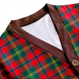Scottish Hutcheson Modern Clan Crest Tartan V neck Knitted Fleece Cardigans