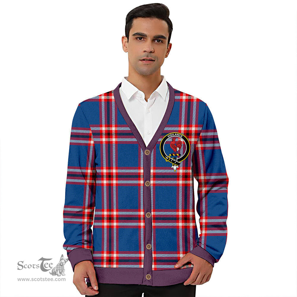Scottish Laing of Archiestown (Lang of Archiestown) Modern Clan Crest Tartan V neck Knitted Fleece Cardigans