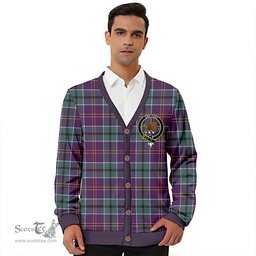 Scottish Leslie of the Hebrides Weathered Clan Crest Tartan V neck Knitted Fleece Cardigans