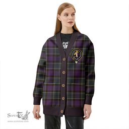 Scottish Lennie Weathered Clan Crest Tartan V neck Knitted Fleece Cardigans