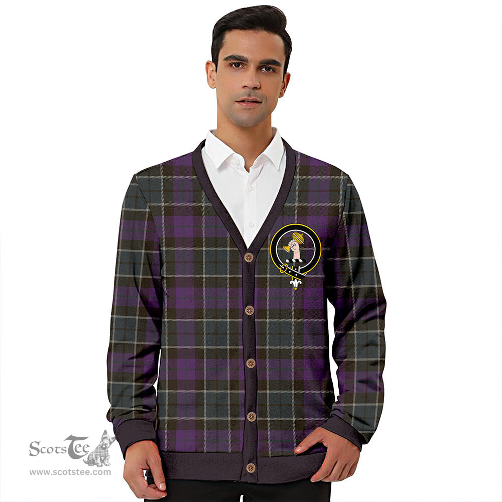Scottish Lennie Weathered Clan Crest Tartan V neck Knitted Fleece Cardigans