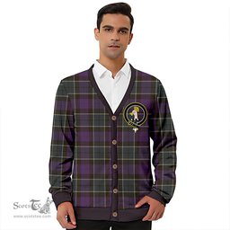 Scottish Lennie Weathered Clan Crest Tartan V neck Knitted Fleece Cardigans