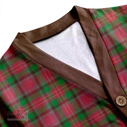 Scottish Leighton Ancient Clan Crest Tartan V neck Knitted Fleece Cardigans