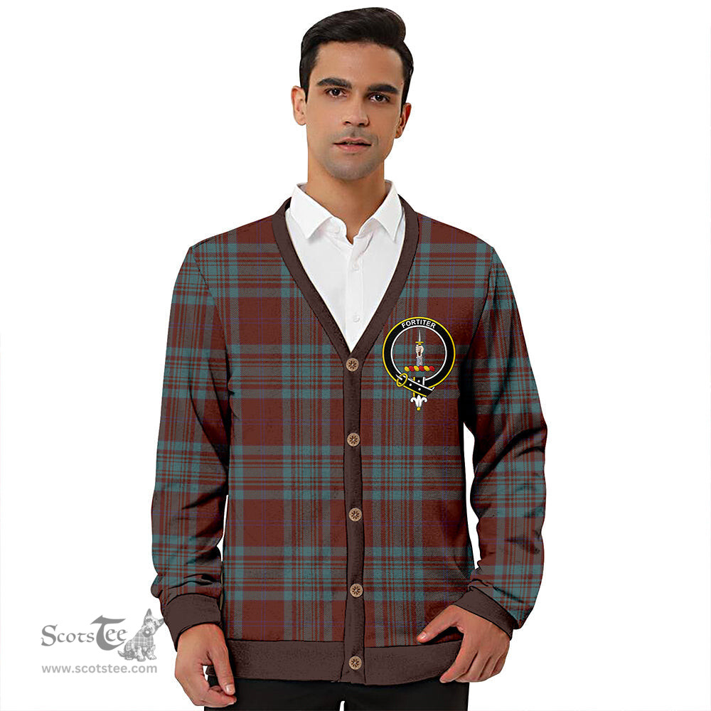 Scottish MacAlister of Glenbarr Hunting (MacAlister of Glenbarr; Hunting) Weathered Clan Crest Tartan V neck Knitted Fleece Cardigans