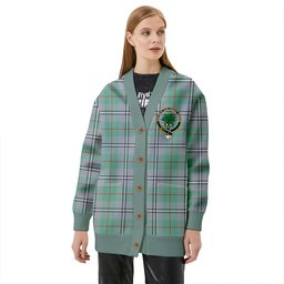 Scottish Irvine of Glentulchan Ancient Clan Crest Tartan V neck Knitted Fleece Cardigans