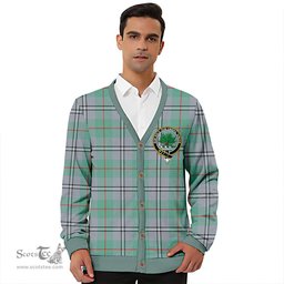 Scottish Irvine of Glentulchan Ancient Clan Crest Tartan V neck Knitted Fleece Cardigans