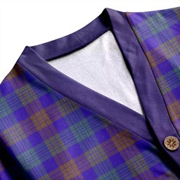 Scottish Lang (Laing) Weathered Clan Crest Tartan V neck Knitted Fleece Cardigans
